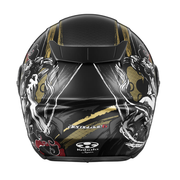 AEROBLADE-6 RIKZAR FlatBlackGold|空力性能×和の守護神!Kabuto『AEROBLADE-6 RIKZAR』新登場。コミック風の「阿吽」デザインがライダーを厄災から守る?