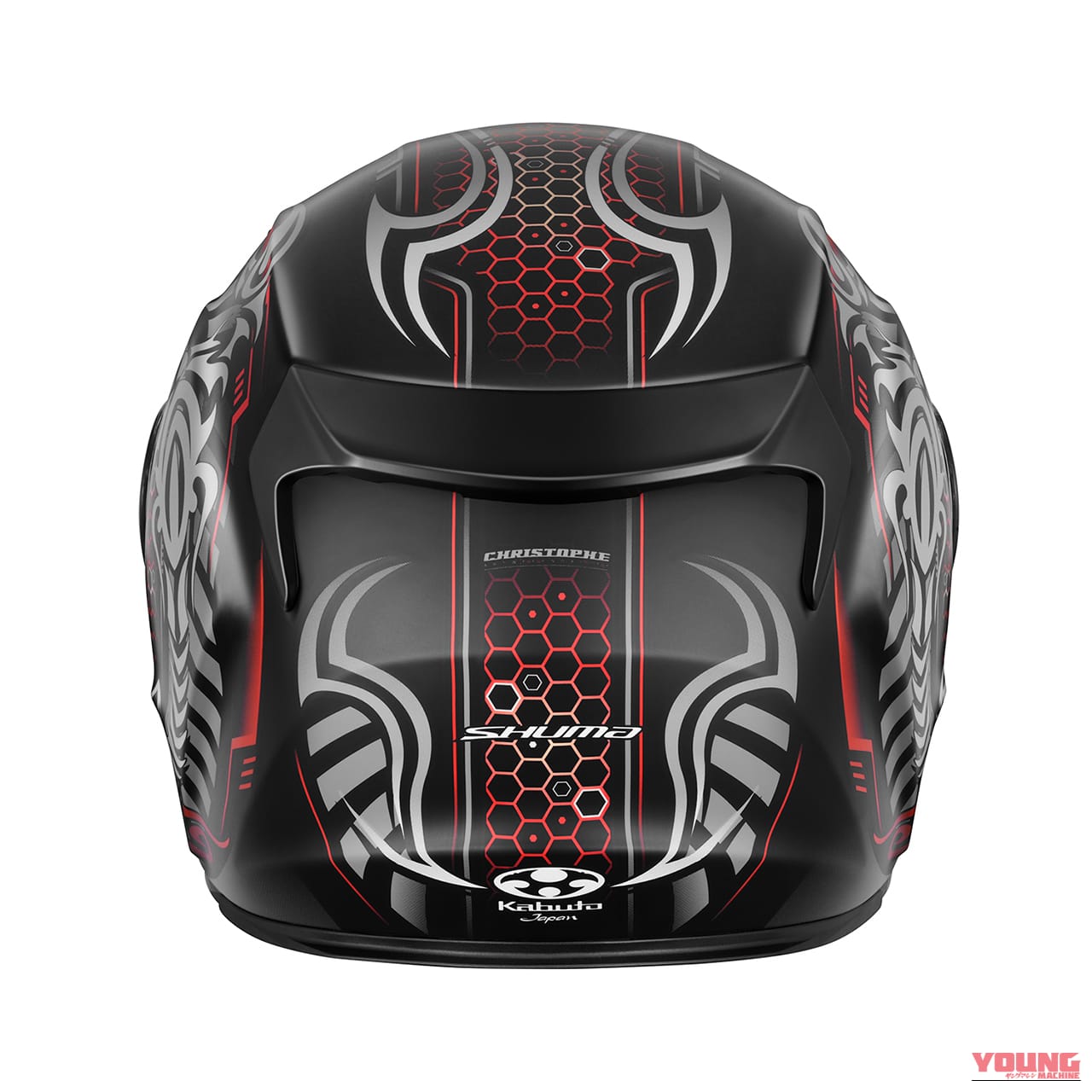 SHUMA SKALION Flat Black/Red｜「涼しさ30秒」のSHUMAにサソリ柄降臨！ Kabutoの新作ヘルメット『スカリオン』発売【4万円台の高コスパフルフェイス】