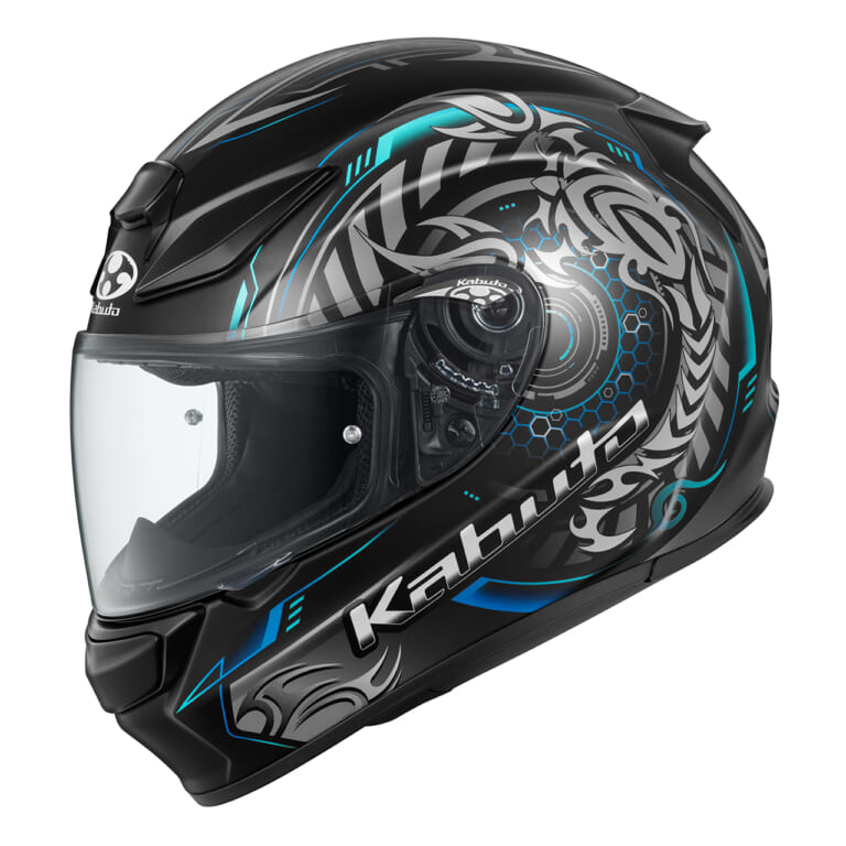 SHUMA SKALION Flat Black/Blue｜「涼しさ30秒」のSHUMAにサソリ柄降臨！ Kabutoの新作ヘルメット『スカリオン』発売【4万円台の高コスパフルフェイス】