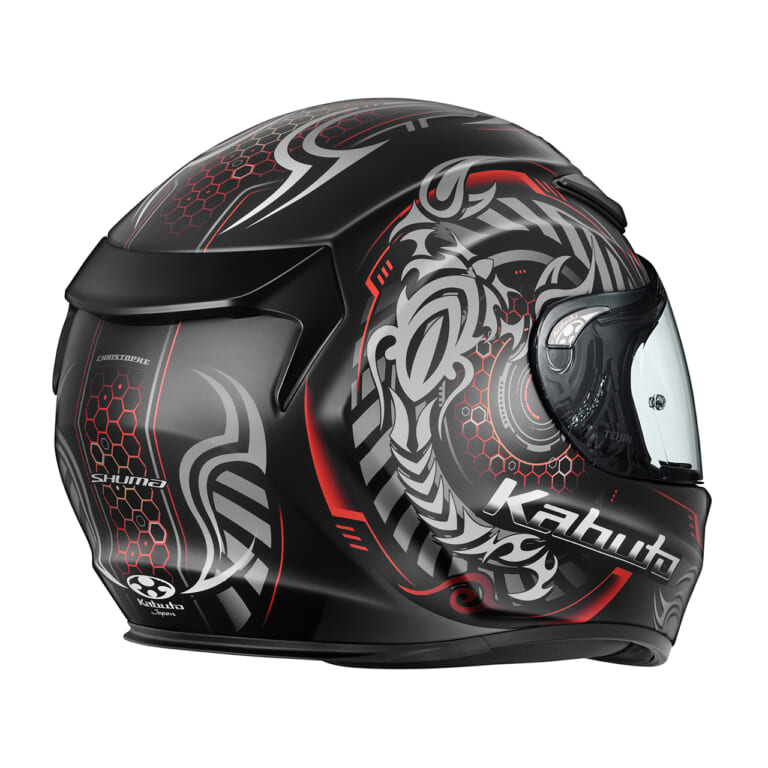 SHUMA SKALION Flat Black/Red｜「涼しさ30秒」のSHUMAにサソリ柄降臨！ Kabutoの新作ヘルメット『スカリオン』発売【4万円台の高コスパフルフェイス】