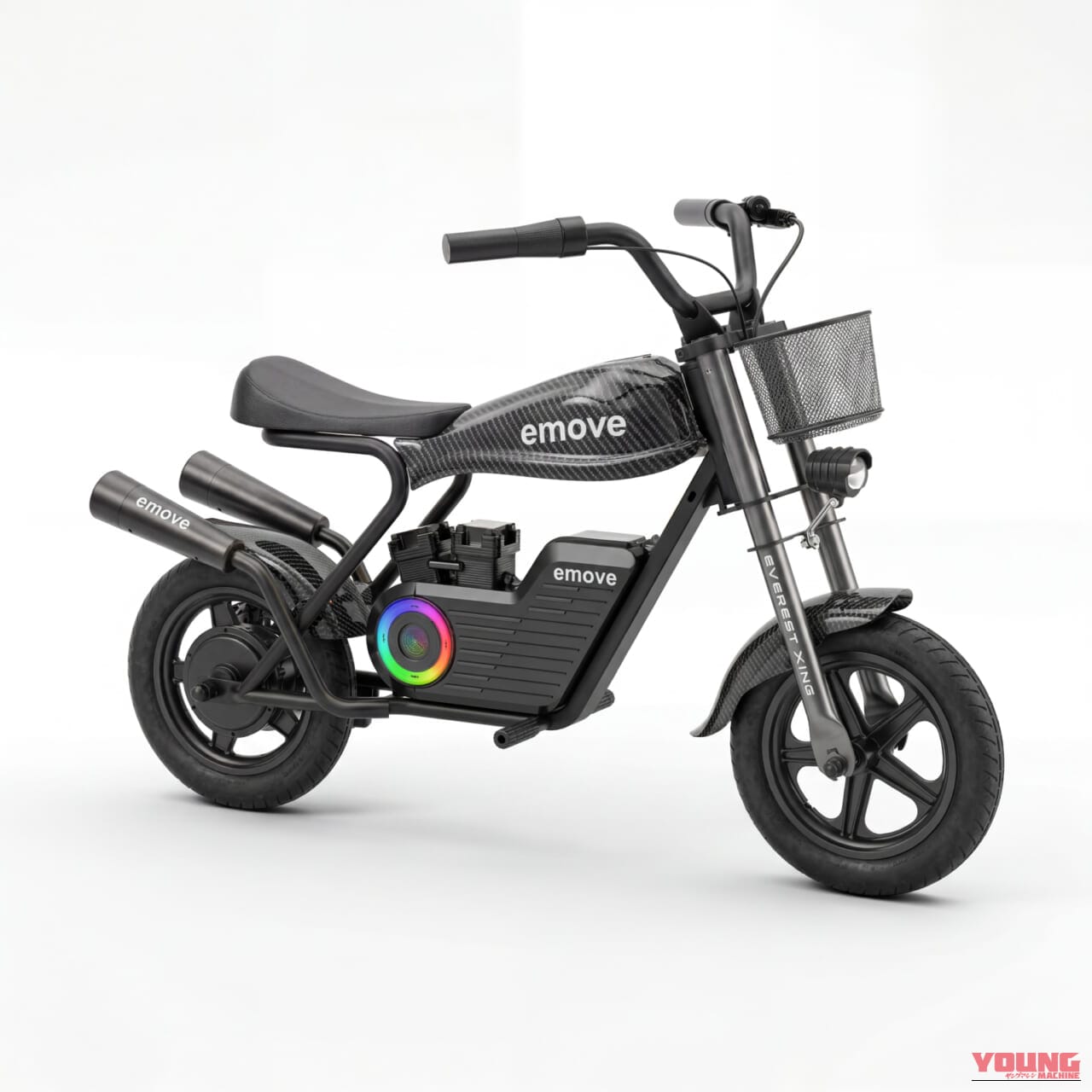 EVEREST XING emove 電動ミニバイク 新色 ブラック|「これスゴい…まるで本物」子供から大人まで楽しめるミニバイクが登場!3色展開と斬新なデザインが印象的! コスパ最高の「emove」を紹介