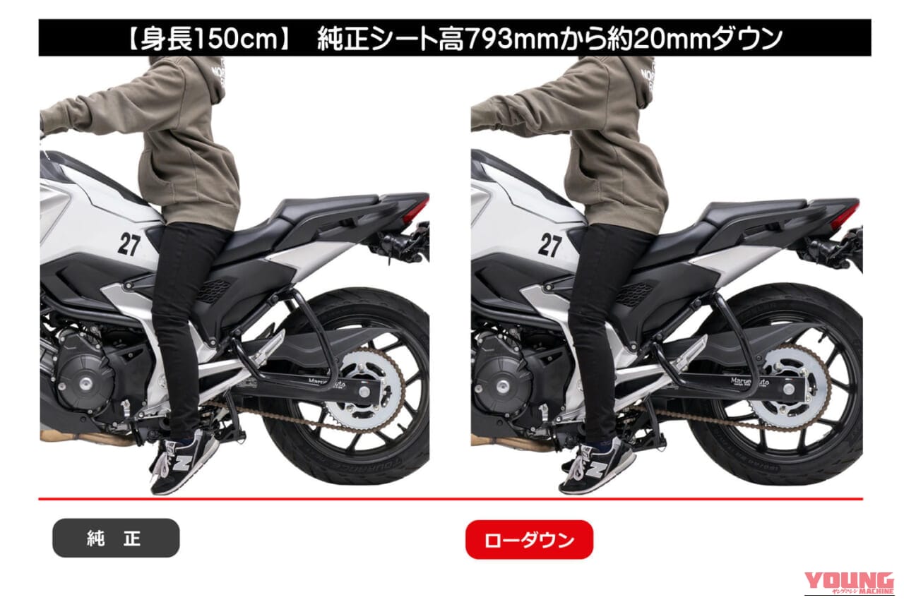 HONDA NC750X|信号待ちのふらつきを防ぎ、純正の乗り味を損なわずに20mmダウン。ホンダNC750X対応のローダウンキットで安心の足つきを!【新カスタムパーツ】