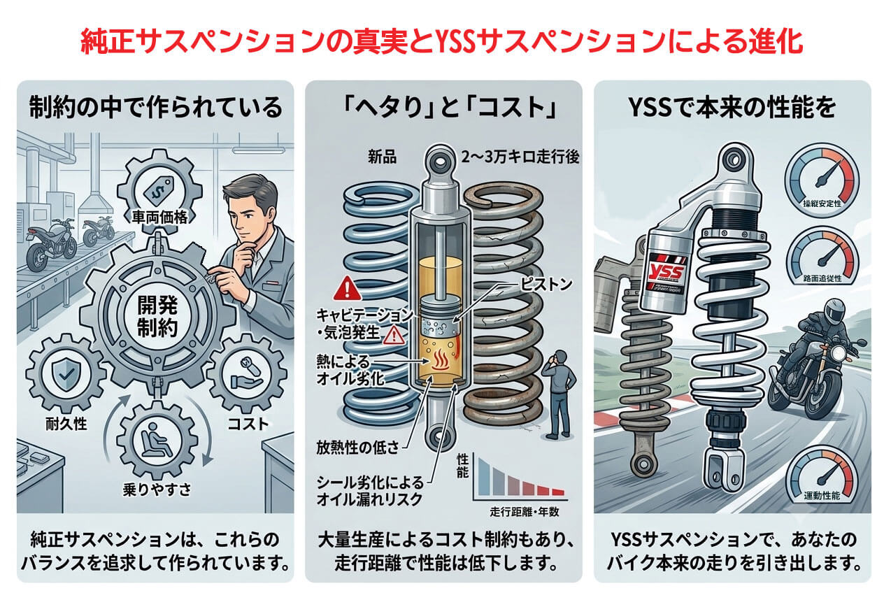 YSS_サスペンション|【乗り心地激変】純正サスペンションの寿命?YSSへのアップグレードで愛車の走りを取り戻す方法