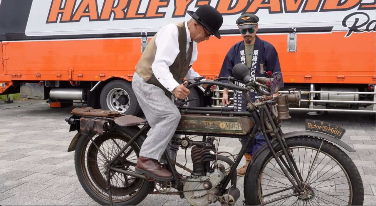 RUDGE 1912年|【衝撃】まるで自転車! 114年前のバイクが動く〜歴代ハーレーのキックスタート&サウンドを完全収録!!