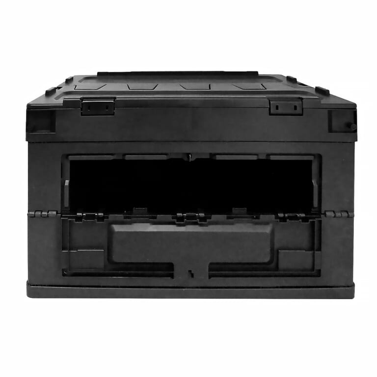 CAMSHOP.JP（キャムショップ）の、折りたたみコンテナボックス ホンダウィングヒストリーの側面のフタを開けた状態｜「全部知ってる人マジでスゴい…」ホンダの歴代ウイングマーク。実は初代から何度も変わっていた！全ロゴをプリントした［折りたたみコンテナボックス ホンダウィングヒストリー］