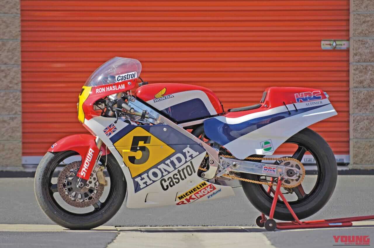 1983年発売のホンダの競技用車両、RS500Rの左側面。｜「希少価値を気にせずガンガン走れる」40年以上前の伝説の名車。ヤマハの後塵を拝したが、いまだ元気のいい現役マシン。出来栄えのわりにはお手頃価格の「ホンダ・RS500R」を紹介