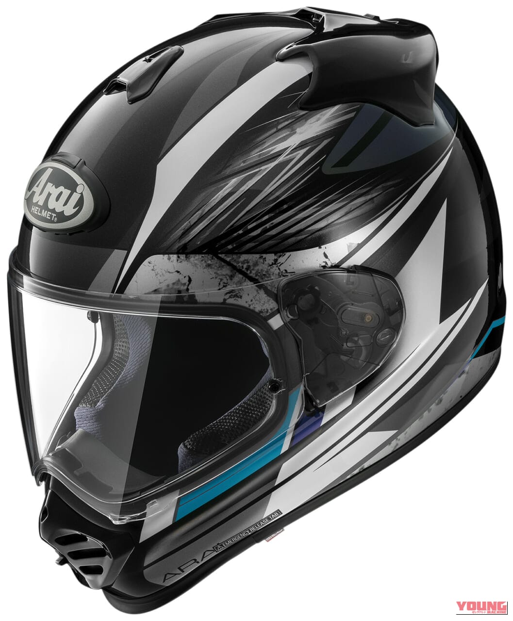 Arai TX-STRADA TYRANNO (BLUE)｜2億年前の大理石×暴君の凶暴さ。アライ『TX-STRADA』に新グラフィック「ティラノ」が登場！7万4800円で9月中旬発売へ
