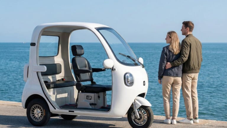 ビベルCOCO|【69万円〜】家庭用コンセントで手軽に充電。普通免許でOK、車検・車庫証明ナシ! お子さんの送迎に。街乗り最強の“3人乗りEV”が爆売れ中!