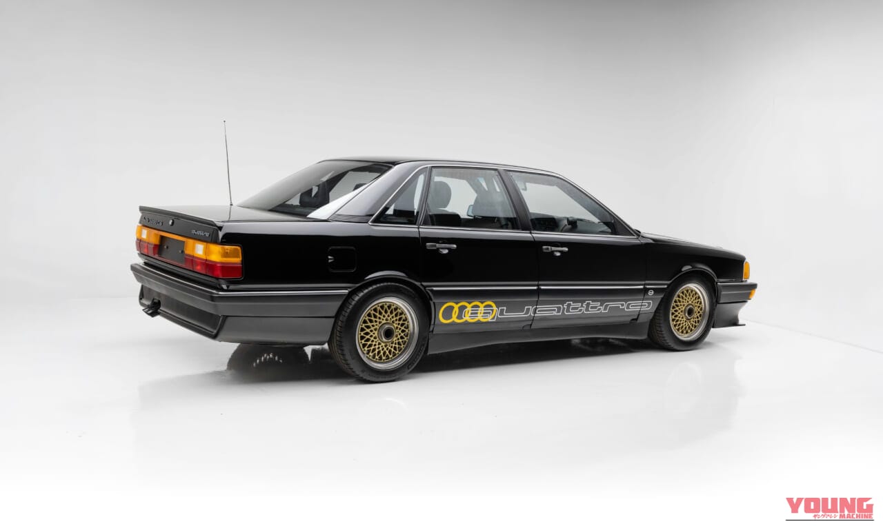 1988年製のアウディ5000 CS クワトロ スピードレコード プロトタイプを斜め後ろから撮影した写真｜「そんなことってあるんだ…」解体予定の車両を極秘保管。数十年後、オークションの場に姿を現したモンスターモデル。激しい争奪戦が展開された［アウディ 5000CS］