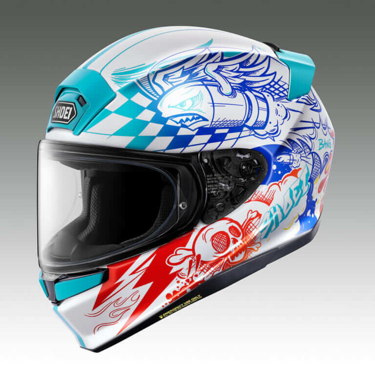 Z-9 KABOOM (WHITE/BLUE)|【SHOEI Z-9】アメコミ風のポップな爆発グラフィック!新作フルフェイス『Z-9 KABOOM(カブーン)』が11月発売