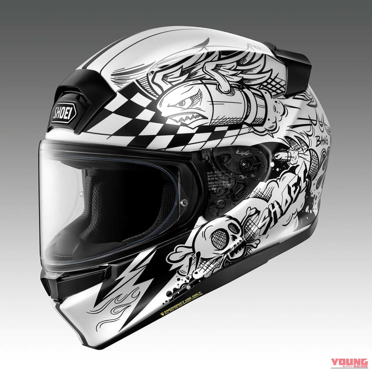 Z-9 KABOOM (BLACK/WHITE)｜【SHOEI Z-9】アメコミ風のポップな爆発グラフィック！新作フルフェイス『Z-9 KABOOM（カブーン）』が11月発売