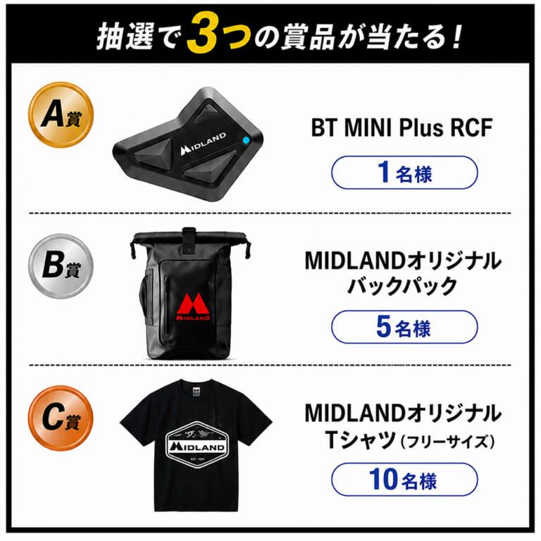 ミッドランド キャンペーン|ヘルメット内であの「RCF」の激高音質が響く! 店頭で聴いて撮るだけで最新インカムや豪華グッズが当たる特大チャンス襲来
