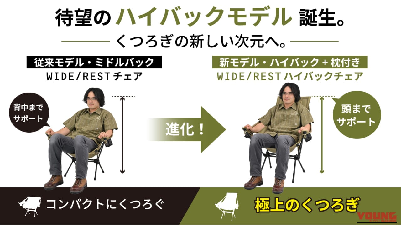 デイトナ_WIDE/REST ハイバックチェア｜「バイクに積めない」を過去にする！デイトナから肘掛け＆高さ調整枕つきの極上ハイバックチェア『WIDE/REST ハイバックチェア』が登場
