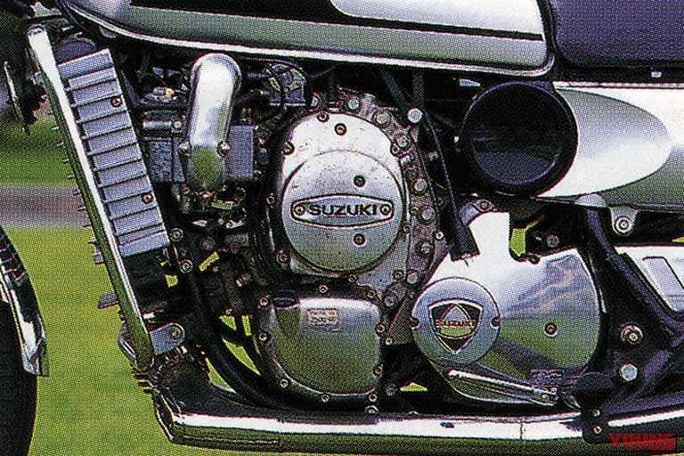 1974年に発売された、スズキのRE-5のエンジン部分｜「今見ても奇抜なデザイン…」50年前のスズキの名車。保守的な層に受け入れられず販売不振で生産終了。ロータリーエンジンを搭載した革新的マシン［RE-5］