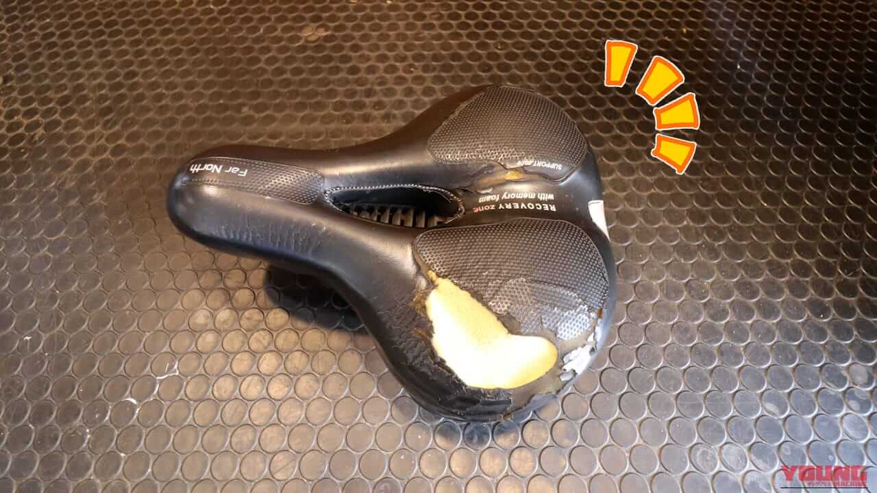 【材料0円補修】穴あきバイクシートのスポンジ再生!「不要な自転車サドル」と100円ショップおろし金で直す裏ワザ|【材料0円補修】穴あきバイクシートのスポンジ再生!「不要な自転車サドル」と100円ショップおろし金で直す裏ワザ