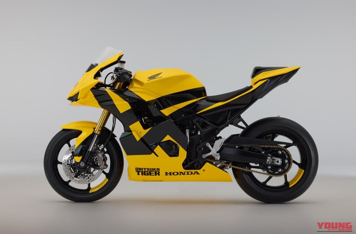 |フルカウル版CB750ホーネット!? タイガーイエローと黒ストライプが躍動するホンダ×オニツカタイガーのミドルスポーツコンセプトがミラノで公開【海外】