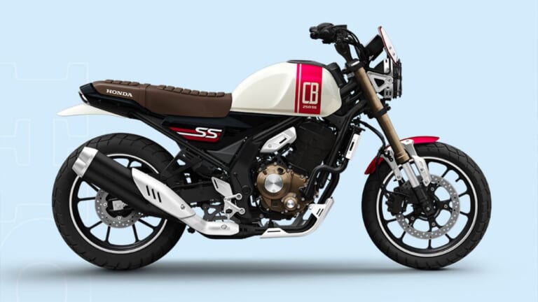 HONDA CB250SS CONCEPT｜赤ストライプのタンクと2エンドマフラーを採用したスクランブラースタイル! ホンダ「CB250SSコンセプト」が2027年春に市販化へ