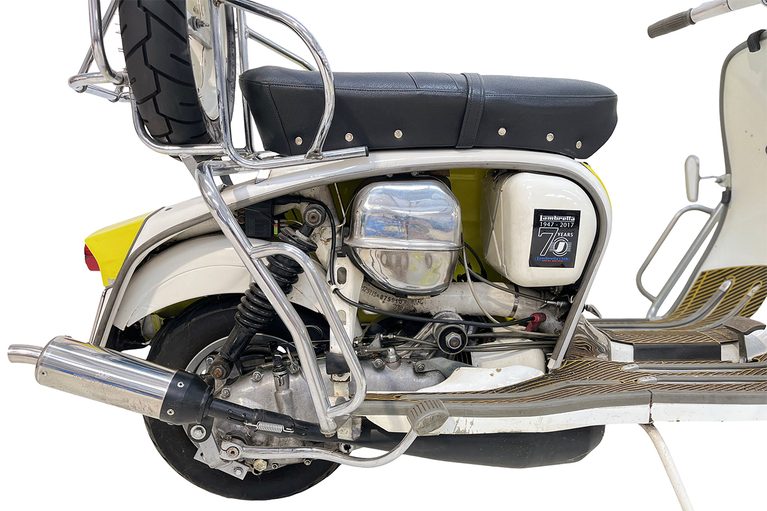 1968年モデルの、イタリア・イノチェンティ社製 ランブレッタLi 125 Specialのエンジン｜「スタイリッシュを極めたスクーター」60年前のロンドンの若者を魅了。バイク好きを惹きつける走りへのこだわり。［ランブレッタ Li 125 Special］