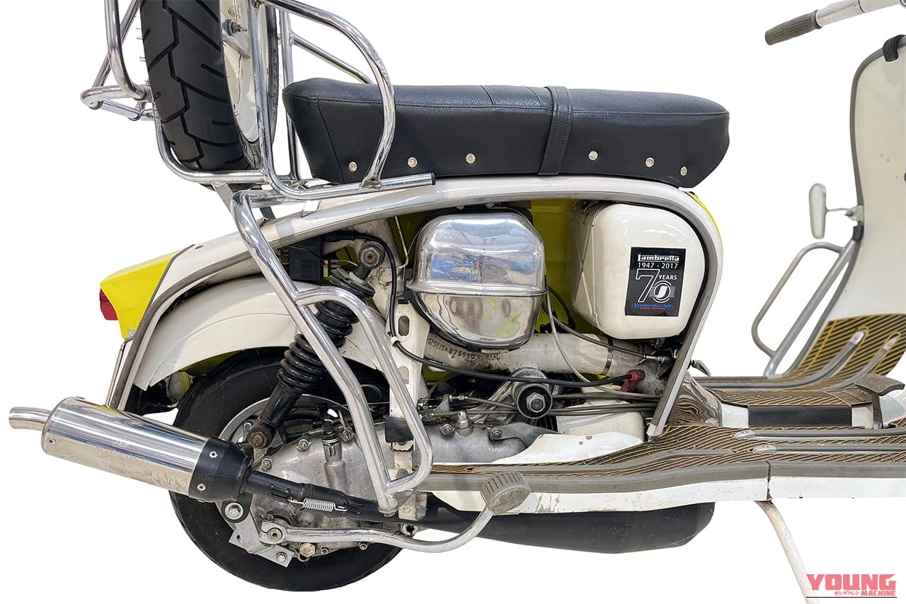 1968年モデルの、イタリア・イノチェンティ社製 ランブレッタLi 125 Specialのエンジン｜「スタイリッシュを極めたスクーター」60年前のロンドンの若者を魅了。バイク好きを惹きつける走りへのこだわり。［ランブレッタ Li 125 Special］