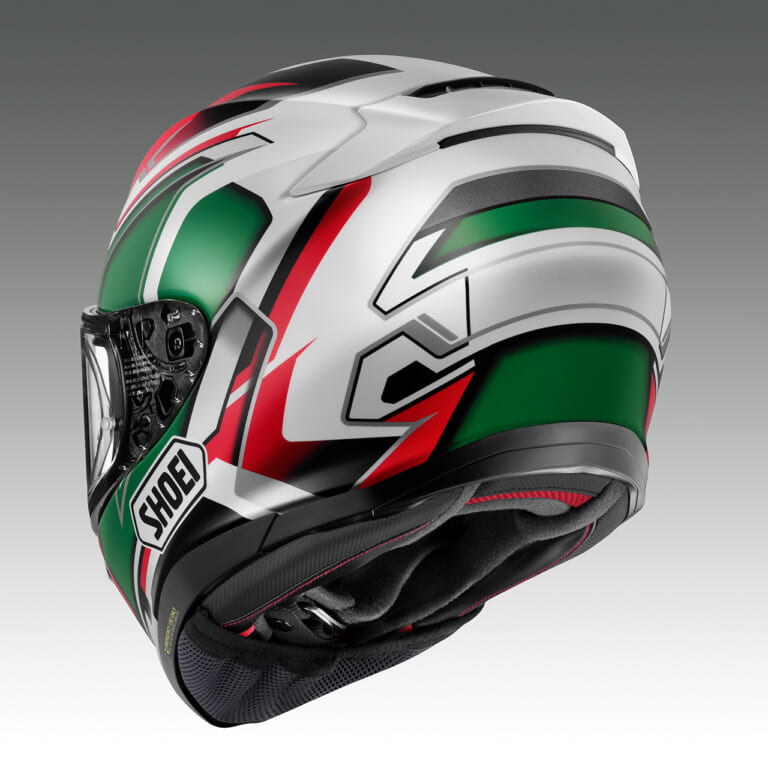 Z-9_LeanAngle(RED/GREEN)|レプリカじゃなくても超レーシー!SHOEI『Z-9』に直線ラインが映える新柄「リーンアングル」登場!2027年1月発売