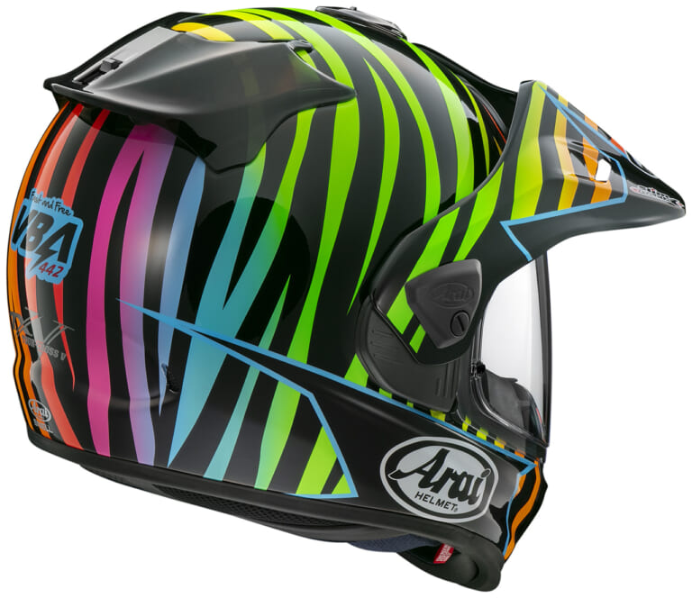 Arai TOUR-CROSS V VAN-BEVEREN|モンスターの“爪痕”が七色に輝く!アライ『ツアークロスV』にダカール戦士ヴァン・ベヴェレンのド派手レプリカが登場