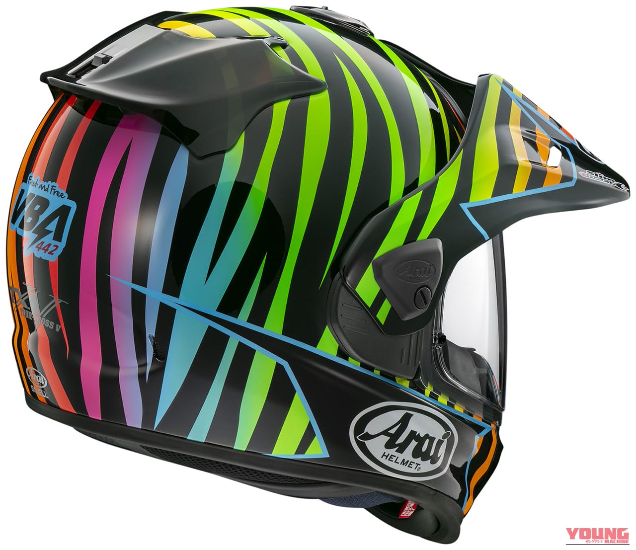 Arai TOUR-CROSS V VAN-BEVEREN|モンスターの“爪痕”が七色に輝く!アライ『ツアークロスV』にダカール戦士ヴァン・ベヴェレンのド派手レプリカが登場