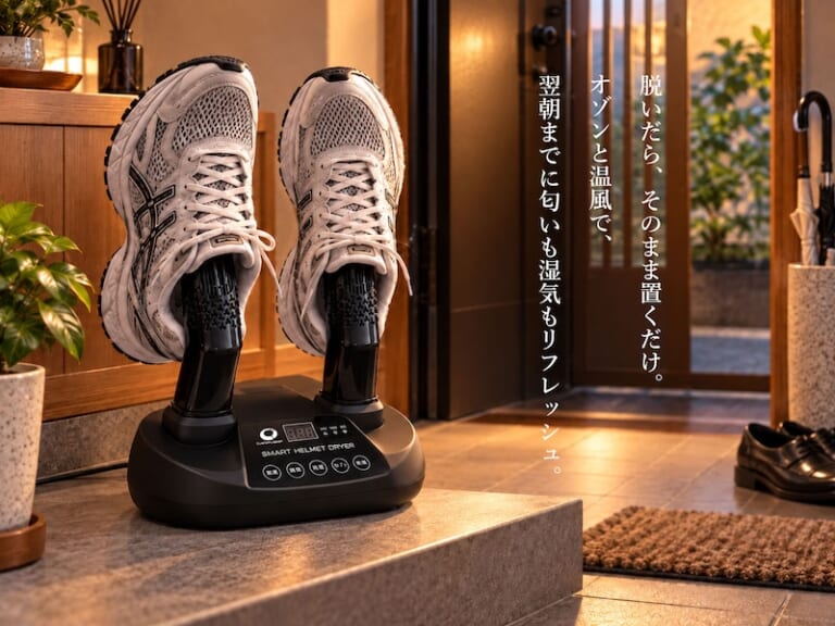 スマートヘルメット乾燥機|“あのイヤな湿り気”とサラバ! シューズ&ギアを一網打尽にする「スマートヘルメット乾燥機」が、なんと8,000円台で登場!