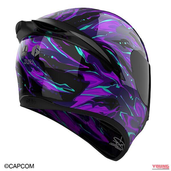 AGV K1 S SF6 JURI BLACK/PURPLE/CYAN|ジュリ、キャミィ、豪鬼、ケンがヘルメットに! AGVのフルフェイス「K1 S」が魅せるストリートファイター6世界観とMotoGP直系安全性能